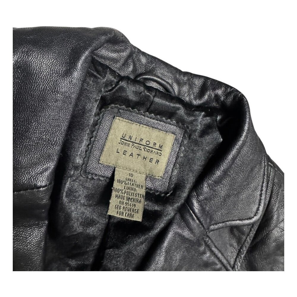 VINTAGE LEATHER John Paul Richard 90s Retro Casual Designer Jacket Womens 10 - Picture 3 of 5